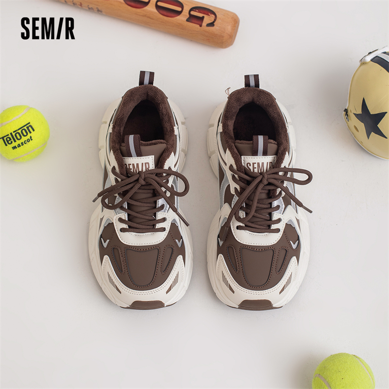 SEMIR女鞋2023冬季新款加绒加厚老爹鞋百搭秋冬款运动鞋休闲跑步鞋