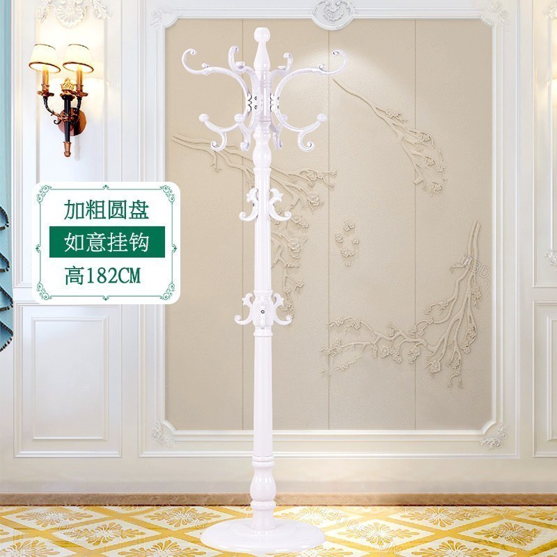 汐岩衣架落地卧室家用挂衣服架子立式大衣架简易单杆式宿舍实木衣帽架 加粗圆盘-白象-601大
