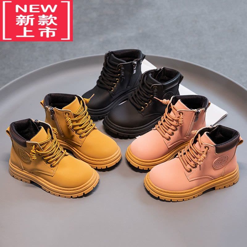 可莉允儿童马丁靴男童靴子秋冬2022新款冬季短靴加绒二棉鞋女儿童马丁靴图片