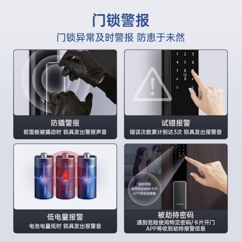 松下(Panasonic)指纹密码锁全自动智能门锁 EMR4112G 灰色
