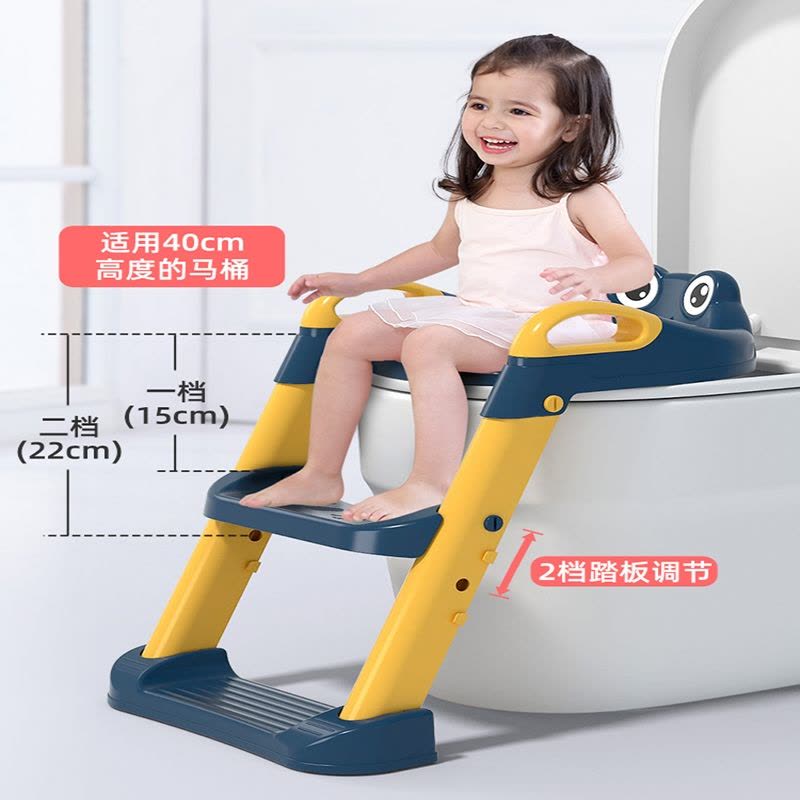 静蝉幽格儿童马桶坐便器楼梯式男孩女宝宝阶梯凳架垫小孩坐便圈厕所尿便盆_少女粉硬垫款图片