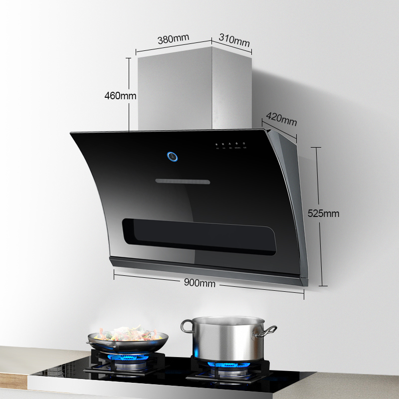 马可波罗 侧吸抽油烟机17m06智能体感触控强排自动热清洗直吸家用大