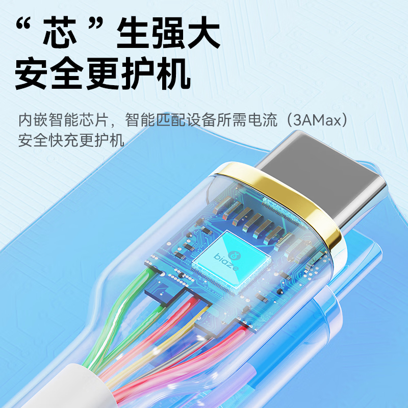 毕亚兹 苹果Type-C to Lightning快充充电线1.5米K117-C-L-1.5米白高清大图