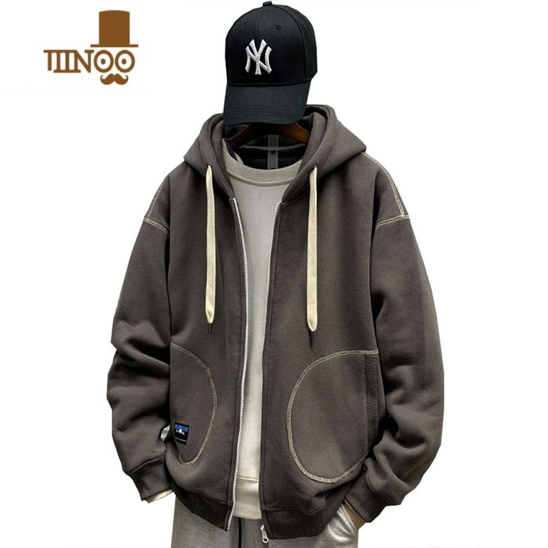 YANXU2023新款连帽拉链开衫卫衣外套男士休闲宽松百搭运动套X款新高清大图