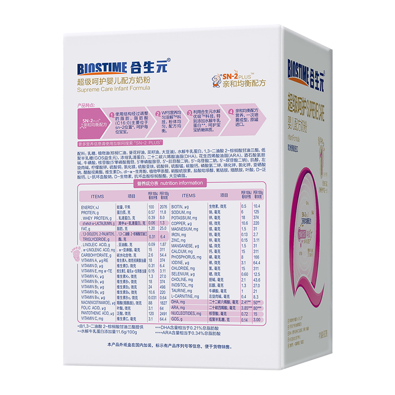 合生元(Biostime)超级呵护婴儿配方奶粉1段(0-6个月)900g 法国原装进口高清大图