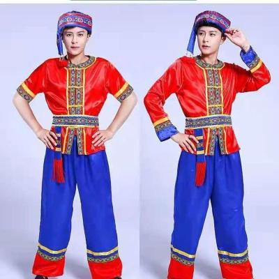男款红色 短袖 S 少数民族服装女贵州苗族演出服饰广西壮族彝族表演男士土家族舞蹈