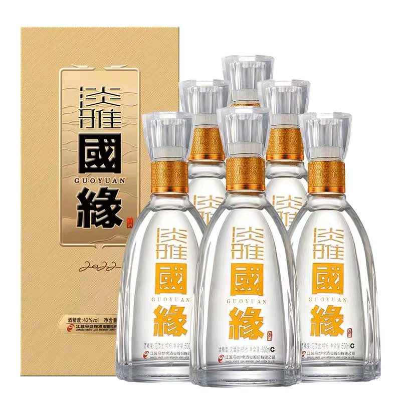 今世缘国缘淡雅 42度白酒 整箱六瓶500mL*6