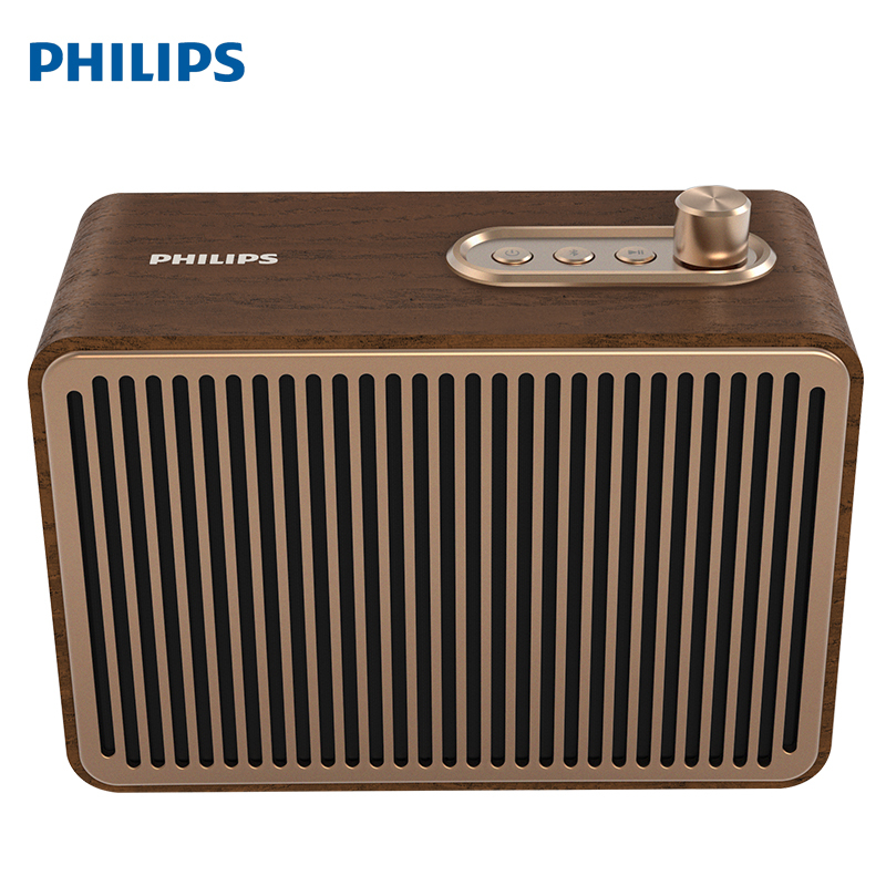 Philips/飞利浦蓝牙音箱TAVS500 老式复古木质小型无线音响大音量重低音炮客厅家用桌面充电个性电脑手机通用