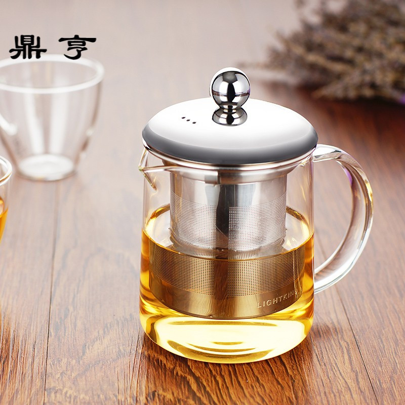 鼎亨明尊泡茶壶耐热玻璃茶具不锈钢过滤花茶壶沏茶壶