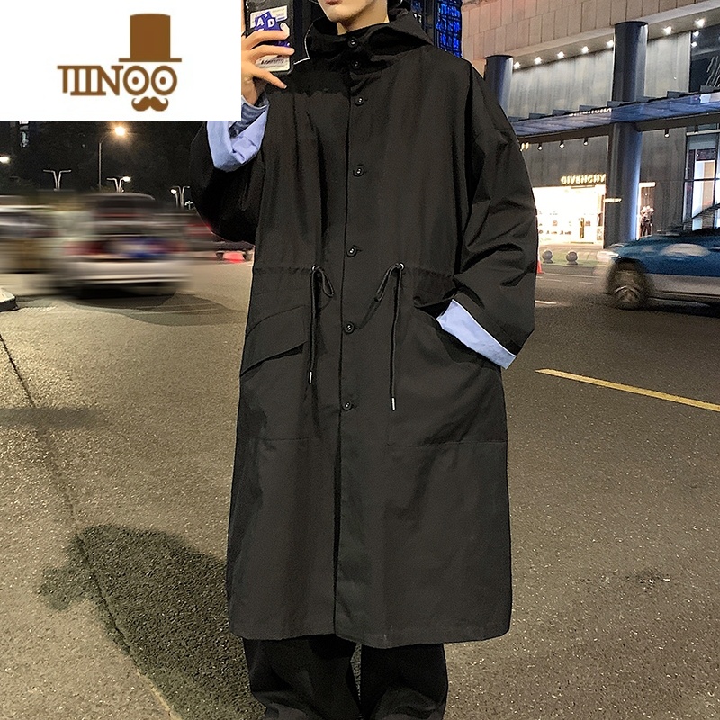 YANXU登风衣男士新款设计感小个子垂感外套中长款秋季日式大衣高清大图