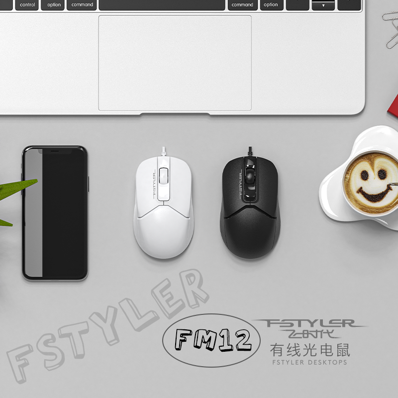 双飞燕(A4Tech) FM12有线鼠标USB接口商务办公台式笔记本对称造型男女通用人体工程学设[高雅黑色]高清大图