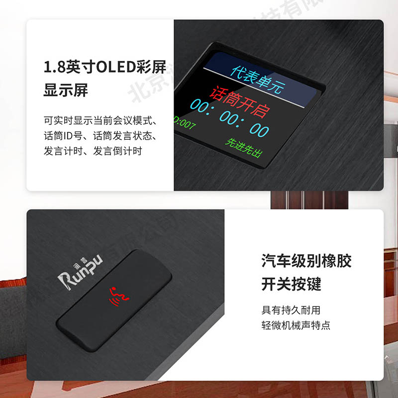 润普/Runpu RP-YS6600(1+12)专业有线手拉手方杆桌面式鹅颈麦克风工程话筒大型会议有线一拖十二高清大图