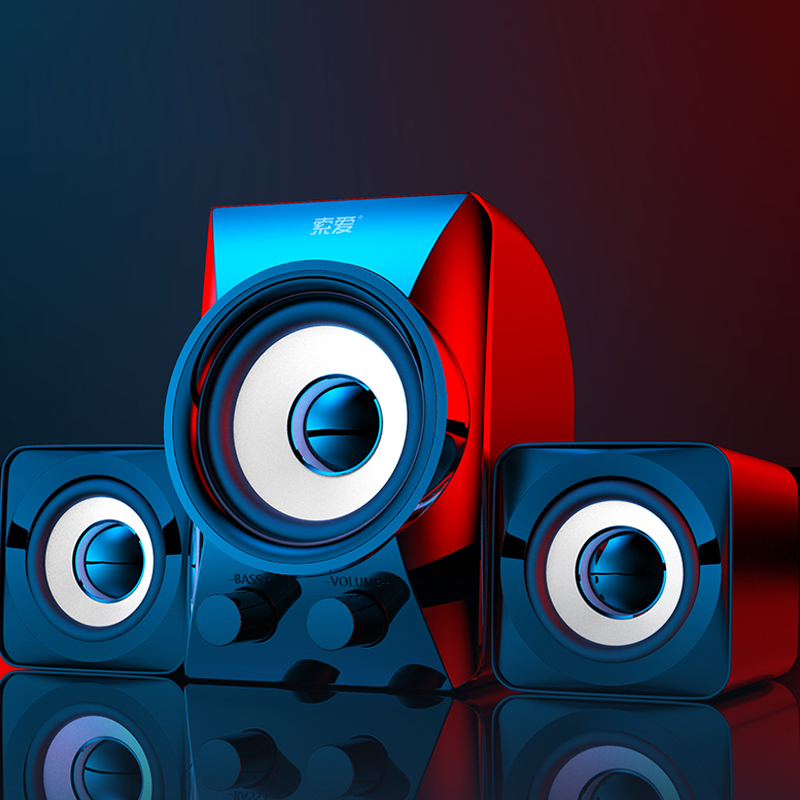 索爱soaiyc1音响电脑音响台式家用小音箱迷你桌面笔记本超重低音炮
