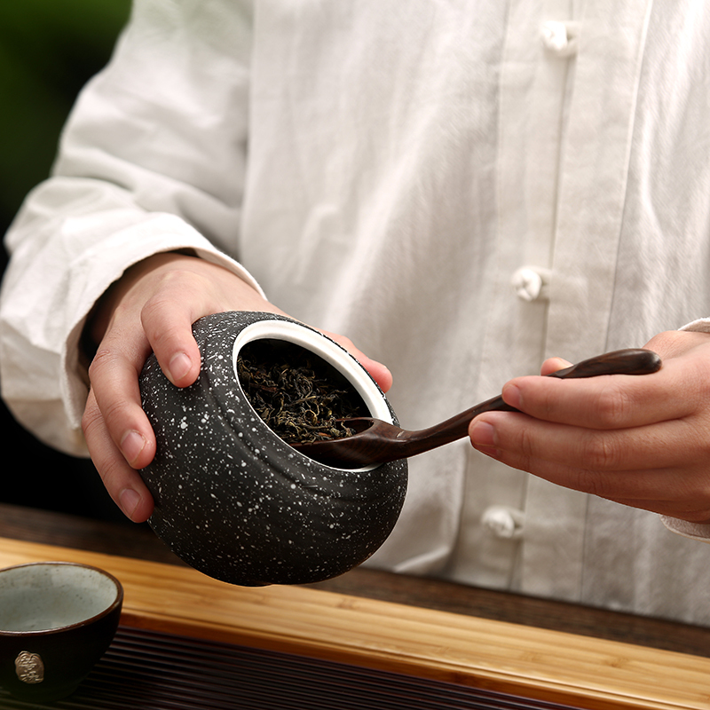 常生源 茶具 茶叶罐陶瓷花茶罐密封储物罐雪花釉