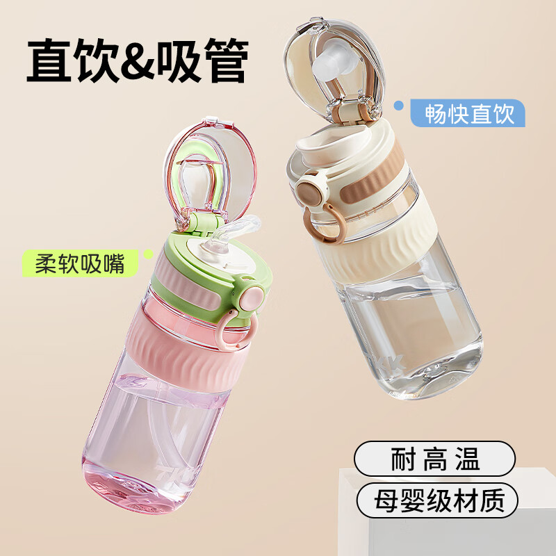 TKK吸管杯孕妇产妇专用糖耐刻度水杯子成人躺着喝水儿童学生上学专用高清大图