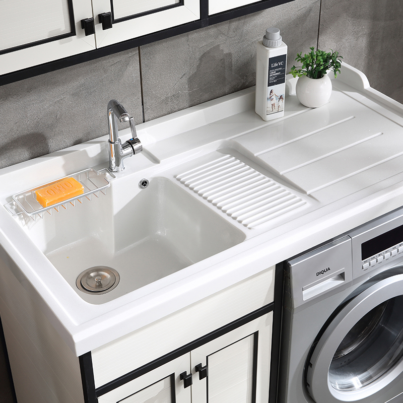 阳台太空铝洗衣机一体洗漱盆柜组合带搓衣板台盆池闪电客柜子伴侣浴室