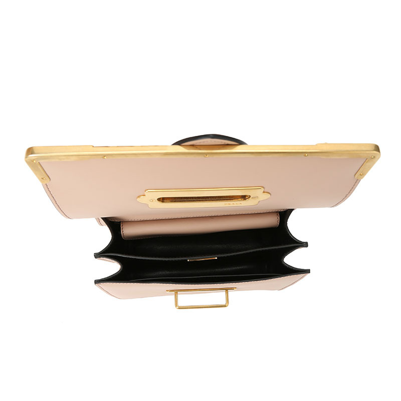 预订 PRADA 普拉达 CAHIER 单肩包 斜挎包 盒子包 字母LOGO光面皮1BD045
