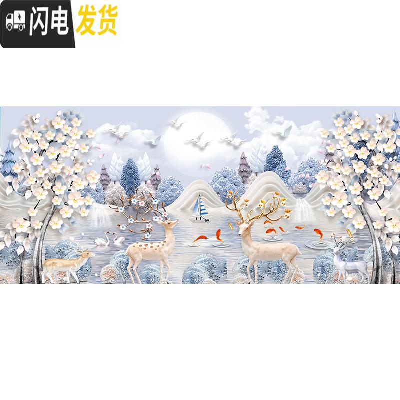 三维工匠2019新款钻石画十字绣发财麋鹿2018钻石绣满钻 [满钻版]220*90厘米[魔方圆钻+炫彩钻+异形钻]送十钻高清大图