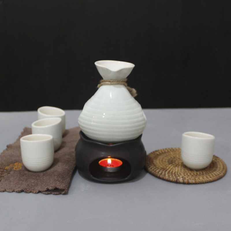 陶瓷温酒器烫酒壶煮酒烛台加热暖酒器分酒器黄酒白酒盅杯酒具套装(请先与客服确认再)