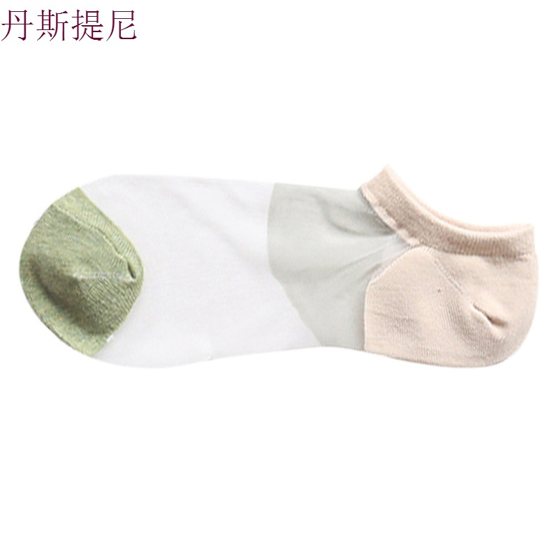 船袜女夏 丝袜全棉短袜 日系玻璃丝袜可爱女袜水晶丝袜 袜子5双装