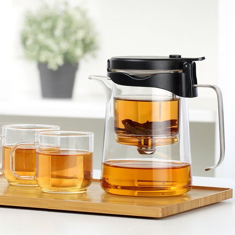 家用玻璃内胆飘逸杯泡茶壶烘焙精灵懒人简易茶壶可拆洗一键过滤茶具 鹰嘴(750ML)+恒温宝[送4杯]图片