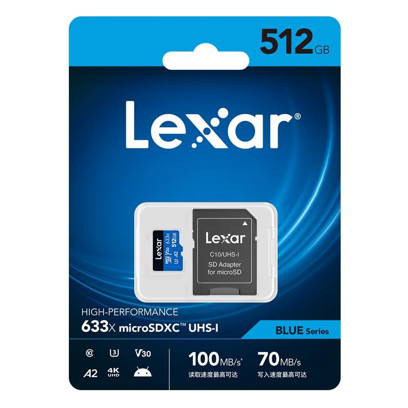 雷克沙(Lexar)512GB TF卡读100MB/s写70MB/s手机内存卡 U3/V30存储卡Micro SD卡