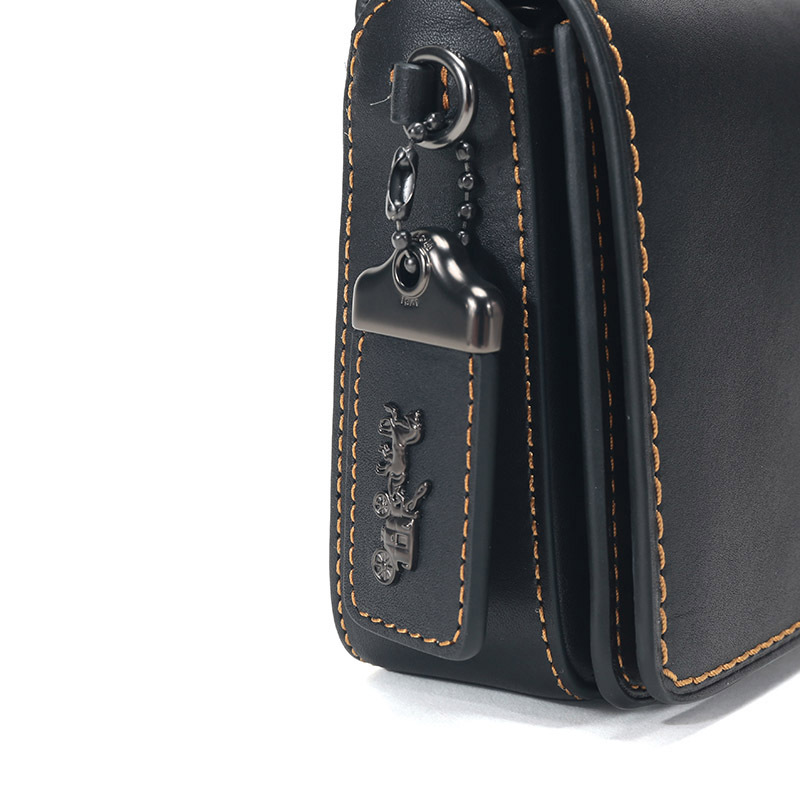 自营新品coach蔻驰品女士专柜款dinky系列小号手提单肩斜挎包黑色皮革