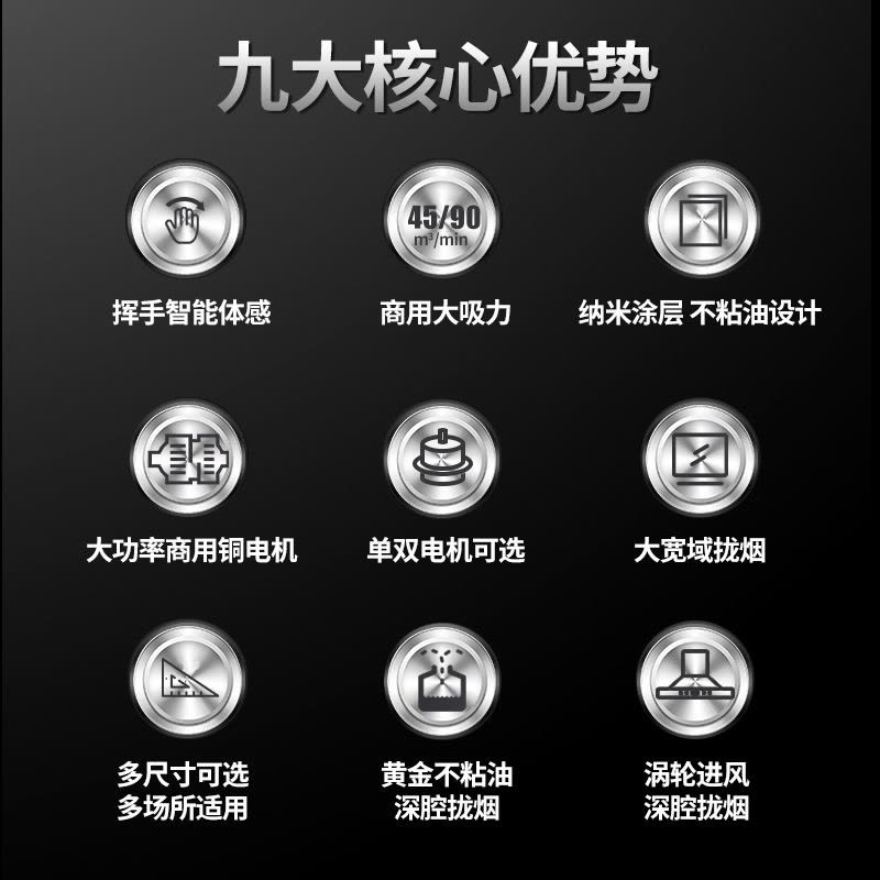 [2400W免清洗]欢呼好太太商用抽油烟机大吸力T型塔型顶吸式饭店员工食堂农村土灶柴火灶吸油机双机头黑色2米自行安装图片