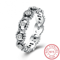 R176 Real Silver Rings镂空925纯银饰品女戒指复古订婚情侣指环送女朋友七夕情人节礼物