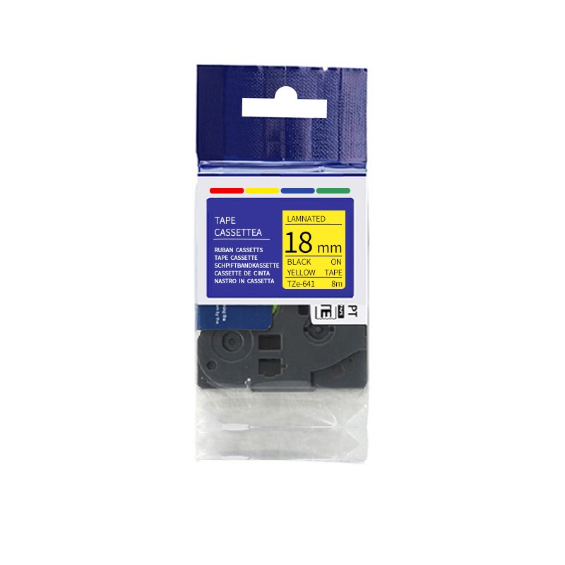 彩标 TZe-641 18mm 标签色带 1.00 盒/个 (计价单位:个) 黄底黑字 黄底黑字