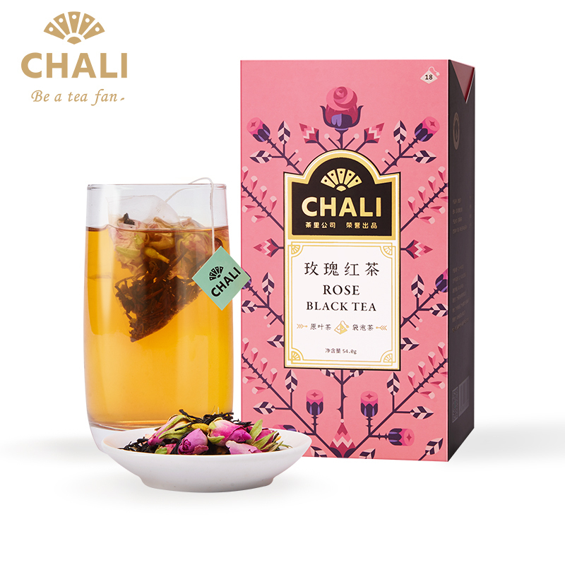 茶里(ChaLi)花草茶 玫瑰红茶重瓣玫瑰花茶泡水喝的养生茶袋泡茶18包54g