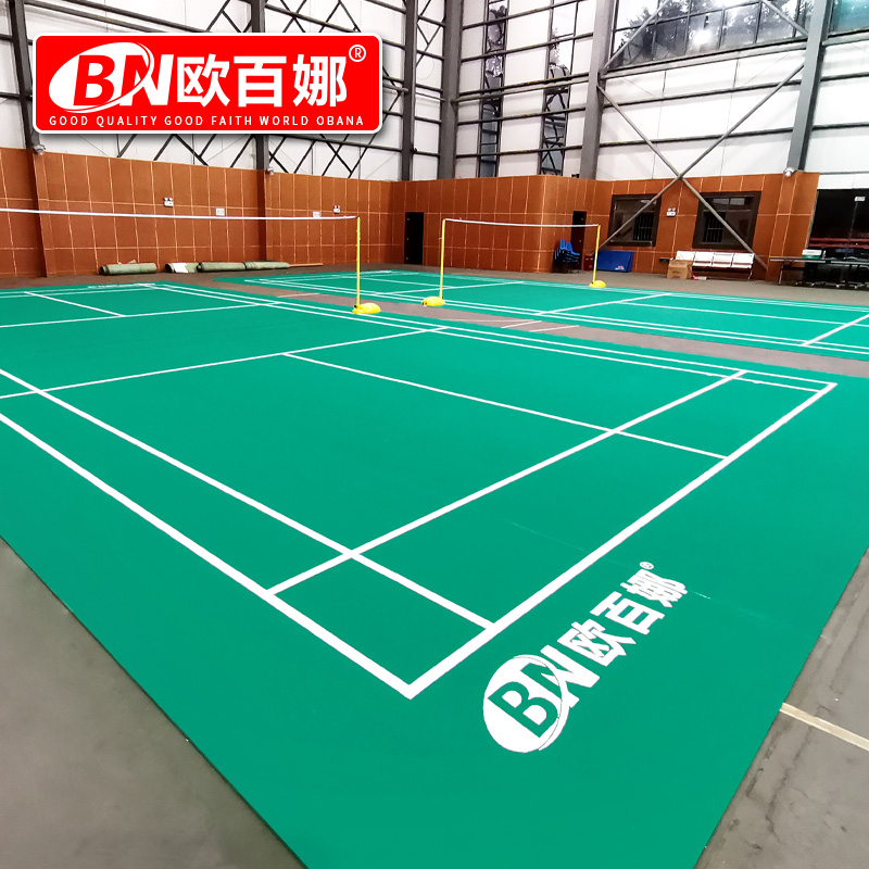 欧百娜羽毛球场地胶地垫室内可收卷羽毛球场地胶垫耐磨运动塑胶地板高清大图