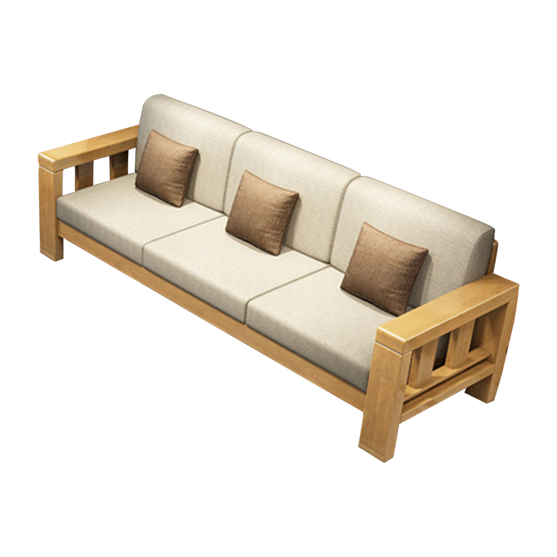 中豫鑫泽ZYXZ3113003 简约实木沙发原木色实木沙发 三人位