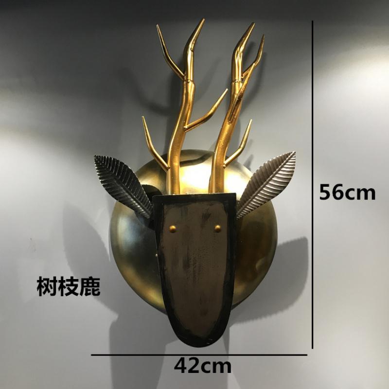 美式复古铁艺牛头鹿头动物头装饰壁饰壁挂酒吧家居电视墙上挂件 三维工匠 弯角羊_453