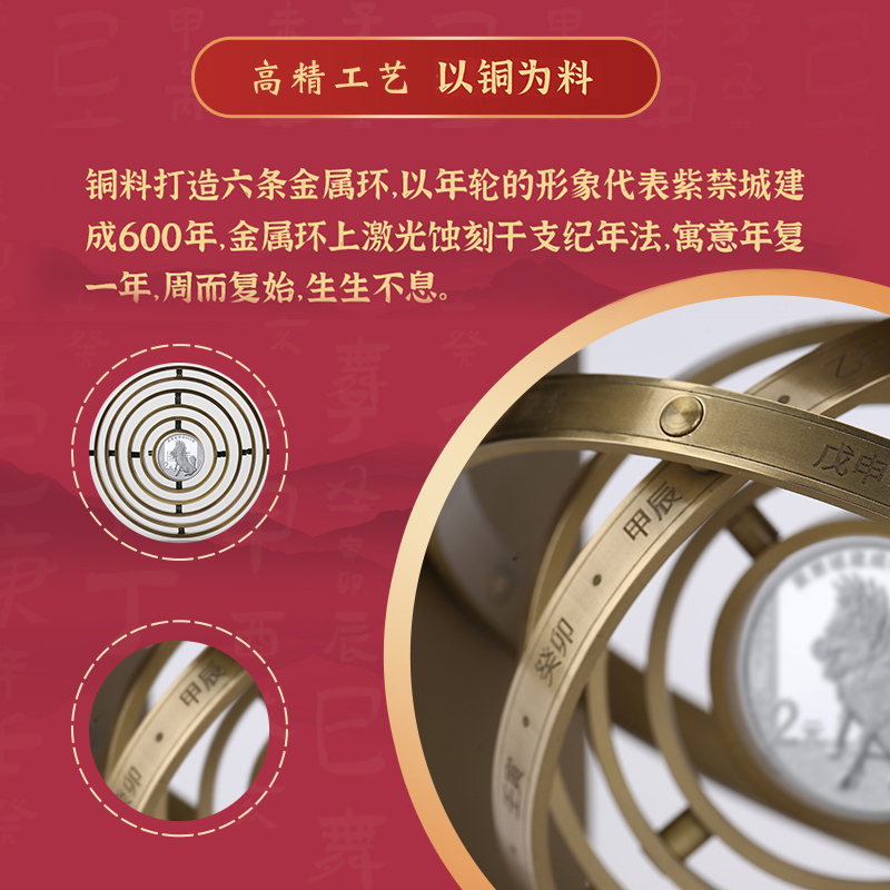 金一国囍斗转乾坤浑天仪故宫紫禁城建成600周年银纪念品纪念币故宫币(定价) BIK001