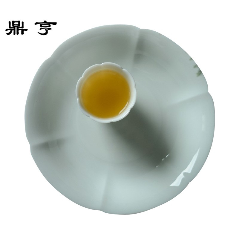 鼎亨景德镇影青葵瓣壶承茶壶托盘玉泥壶承盘百搭圆形浅秋葵口干泡