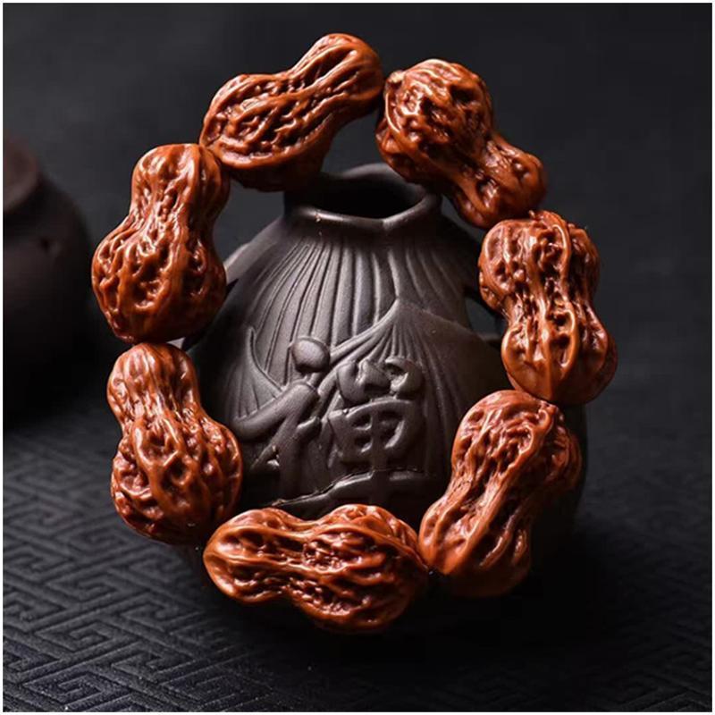 机刷文玩核桃 文玩花生核桃葫芦手串包浆核桃 玉化佛珠 核桃手持9348送女朋友七夕情人节礼物