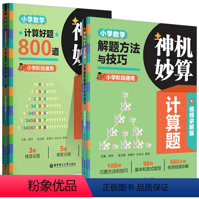 2 本套装 小学通用 [正版]神机妙算计算题小学数学计算好题800道小学阶段通用30个专题训练解题 数学解题方法与技巧1