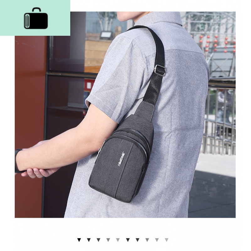 时尚男胸包运动轻便百搭小斜挎包韩版男士商务单肩背包小骑行潮包NEWLAKE 深灰色有色差