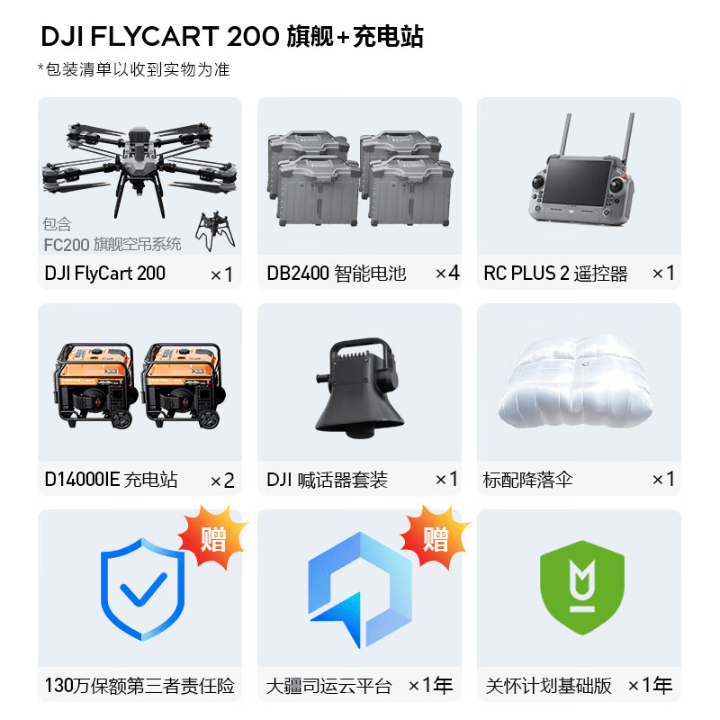 DJI FlyCart 200大载重无人机 最大200KG载重 标配四电 8分钟快充 旗舰吊运套装充电站版高清大图
