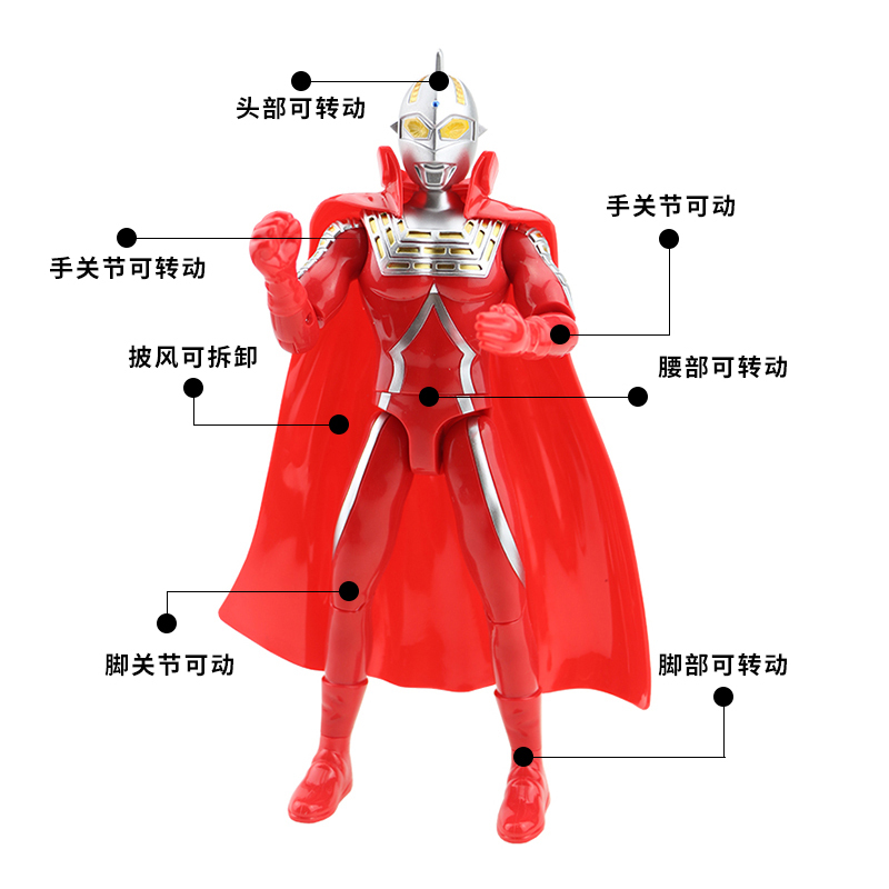 锦江-9寸披风公仔奥特曼系列UT5500C奥特曼赛文声光超可动人偶男孩玩具