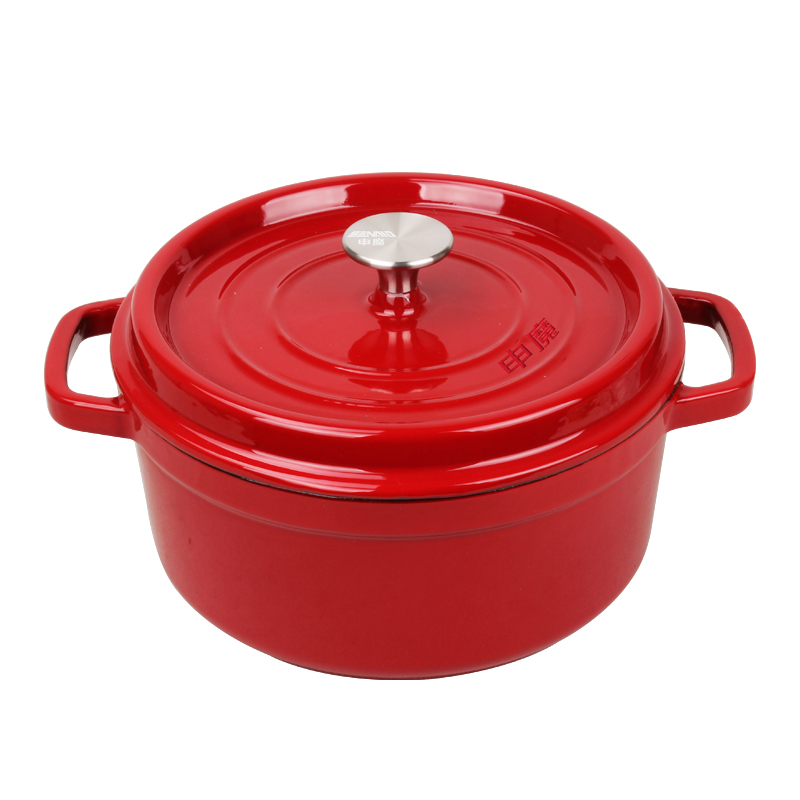 申魔 聚热保温 一锅多用不易锈燃气电磁炉通用珐琅汤锅 红色恋人珐琅铸铁汤锅SC22K68