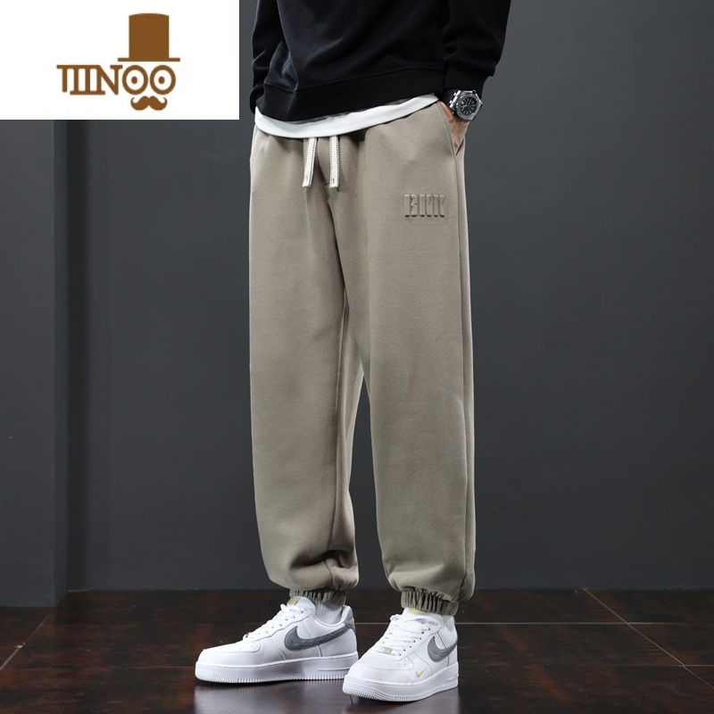 YANXU卫裤男宽松加肥加大码休闲裤子潮流百搭束脚灰色运动裤胖子高清大图