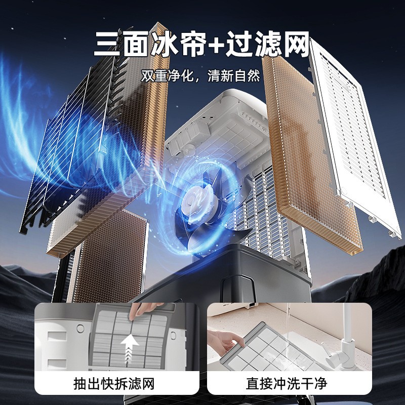 先科工业冷风机家用空调扇制冷风扇大型商用工厂移动空调水冷风扇 CG-755L工业商超-钣金机身[适用80平内]高清大图
