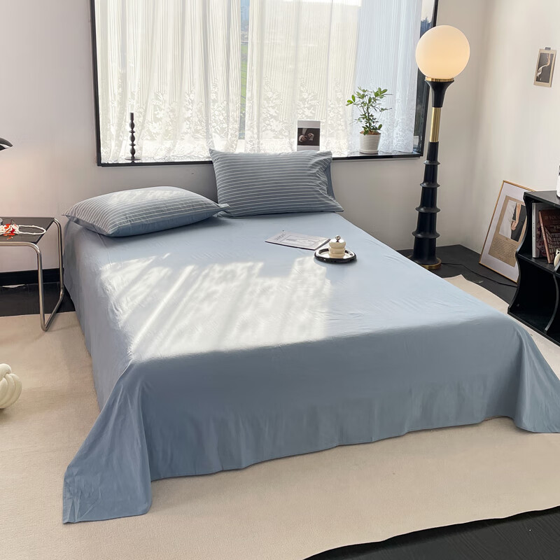 雅鹿 无印水洗全棉四件套 YLT2401 被套200*230cm 床单 240*245cm 枕套 48*74cm高清大图