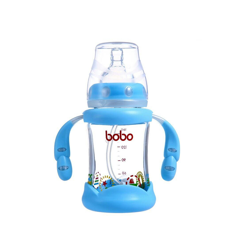乐儿宝(bobo)防摔玻璃宽口径奶瓶 蓝色160ML 适用12个月以上宝宝