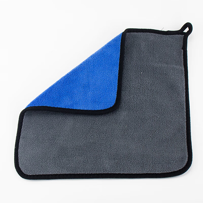 酷博睿 珊瑚绒加厚蓝加灰30*30cm(5条) 洗车毛巾擦窗布吸水擦玻璃毛巾清洁抹布 HZL-123高清大图