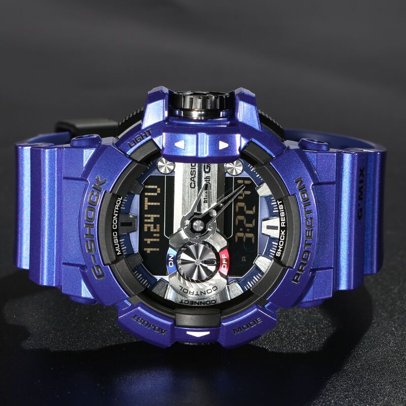 卡西欧(CASIO) 手表 G-SHOCK系列 紫色大表盘电子 200米防水 男士手表GBA-400-2A