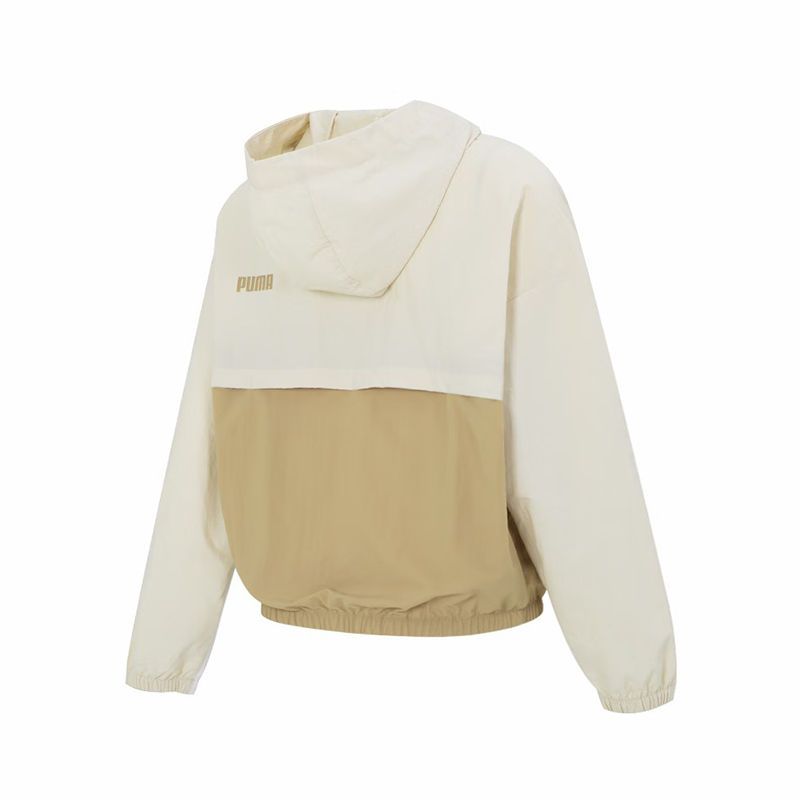PUMA 品牌Logo印花运动透气休闲防风夹克外套 女款 卡其色 678351-87