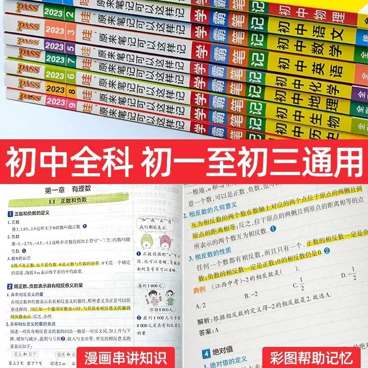 25新版:[九年级推荐7本套]语数英物化政史 初中通用 [正版]2025版学霸笔记初中语文数学英语物理化学政治历史地理生高清大图